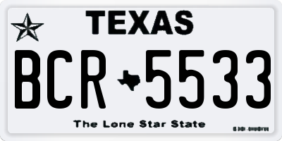 TX license plate BCR5533