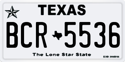 TX license plate BCR5536