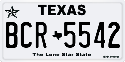 TX license plate BCR5542