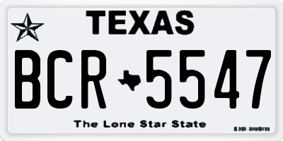 TX license plate BCR5547