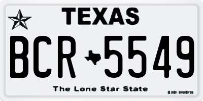TX license plate BCR5549