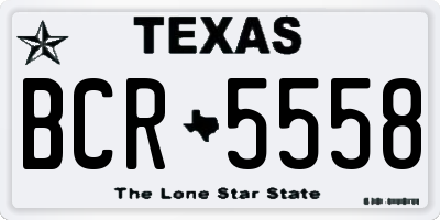 TX license plate BCR5558