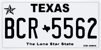TX license plate BCR5562