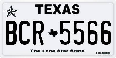 TX license plate BCR5566