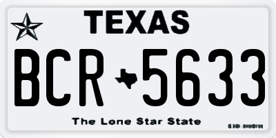 TX license plate BCR5633