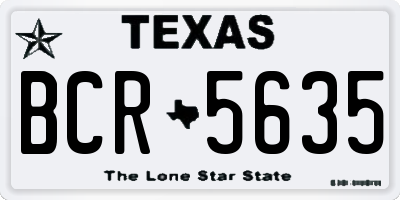 TX license plate BCR5635