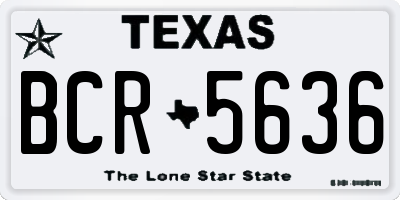 TX license plate BCR5636