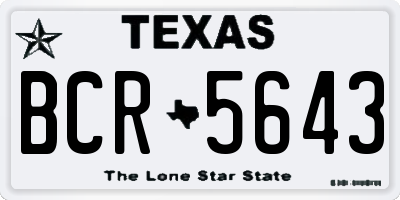 TX license plate BCR5643