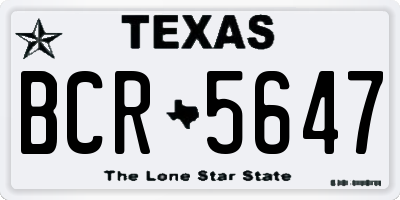 TX license plate BCR5647