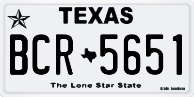 TX license plate BCR5651