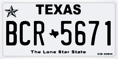 TX license plate BCR5671