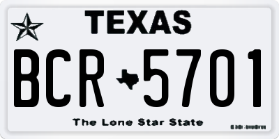 TX license plate BCR5701