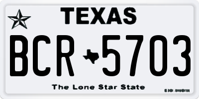 TX license plate BCR5703