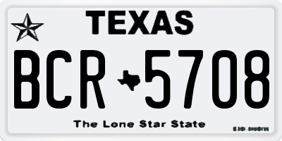 TX license plate BCR5708