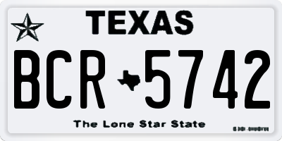 TX license plate BCR5742