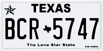 TX license plate BCR5747