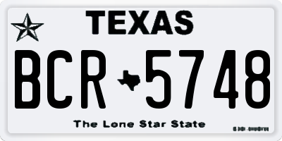 TX license plate BCR5748