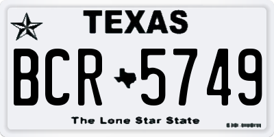TX license plate BCR5749