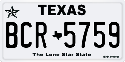 TX license plate BCR5759