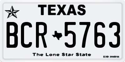 TX license plate BCR5763