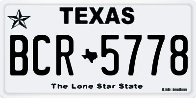 TX license plate BCR5778