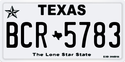 TX license plate BCR5783