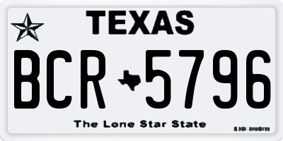 TX license plate BCR5796