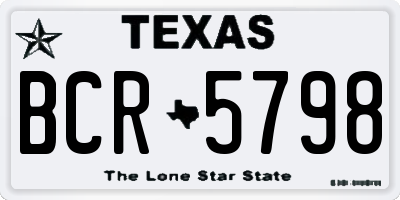 TX license plate BCR5798