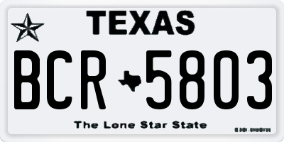 TX license plate BCR5803