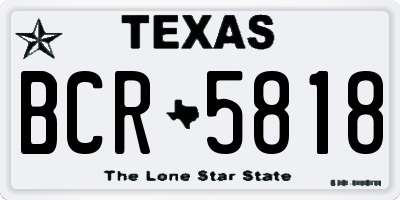 TX license plate BCR5818