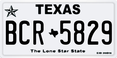 TX license plate BCR5829