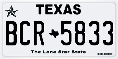 TX license plate BCR5833