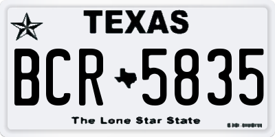 TX license plate BCR5835
