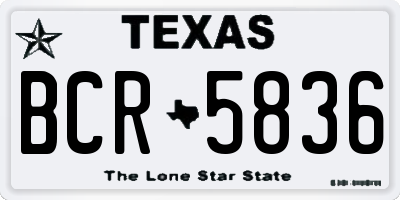 TX license plate BCR5836