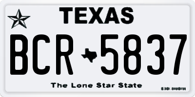 TX license plate BCR5837