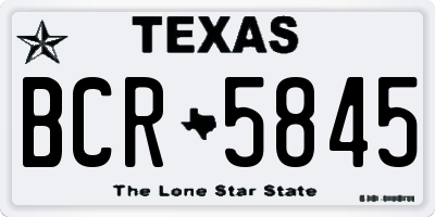 TX license plate BCR5845
