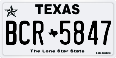 TX license plate BCR5847