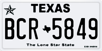 TX license plate BCR5849