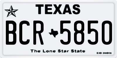 TX license plate BCR5850