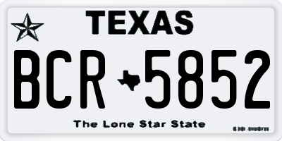TX license plate BCR5852