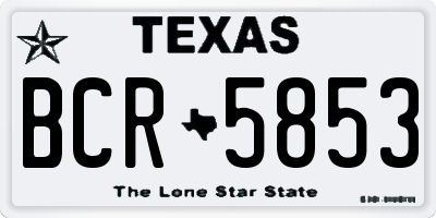 TX license plate BCR5853