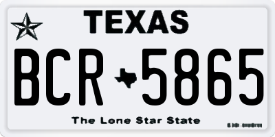 TX license plate BCR5865