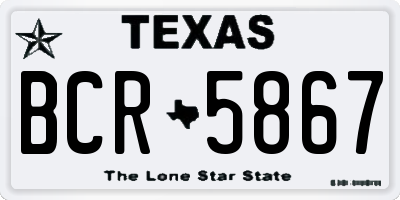 TX license plate BCR5867