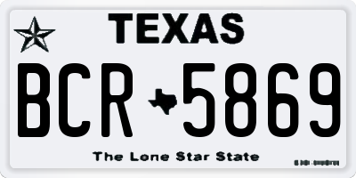 TX license plate BCR5869