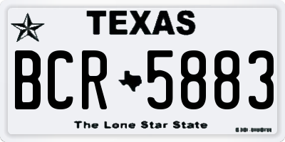 TX license plate BCR5883