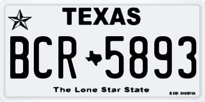 TX license plate BCR5893