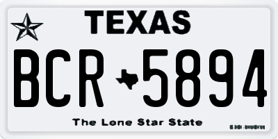 TX license plate BCR5894