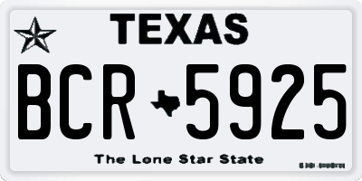 TX license plate BCR5925
