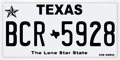 TX license plate BCR5928