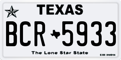 TX license plate BCR5933